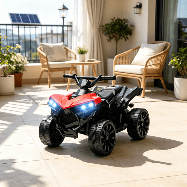 6V Kids ATV 4-Wheeler, Electric Ride-On with Music & LED Headlights, Indoor & Outdoor, Ages 18-56 Months, Red