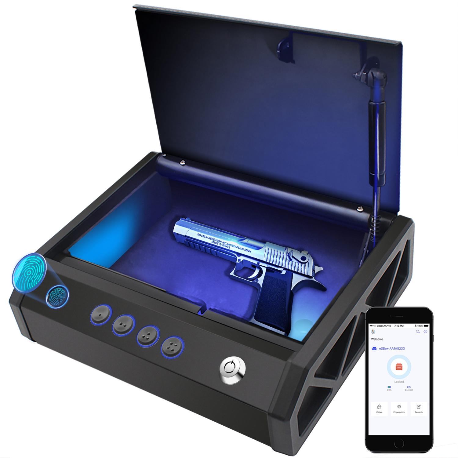 Gun Safe, Pistol Safe Handgun Safe with Fingerprint Identification and