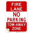 thumbnail image 1 of Fire Lane Header No Parking Tow Away Zone Sign, 10x7 Vinyl Sticker, 1 of 1