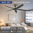 thumbnail image 2 of Ventilador De Techo Artlite Industrial ABS Negro Mate 5 Aspas 56'' Control Remoto Ave-201 35w, 2 of 6