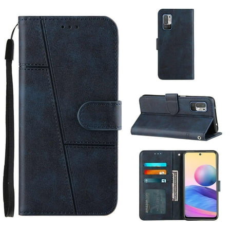 For Xiaomi Redmi Note 10 5G/Note 10T/Poco M3 Pro 5G Stitching Calf Texture Buckle Leather Phone