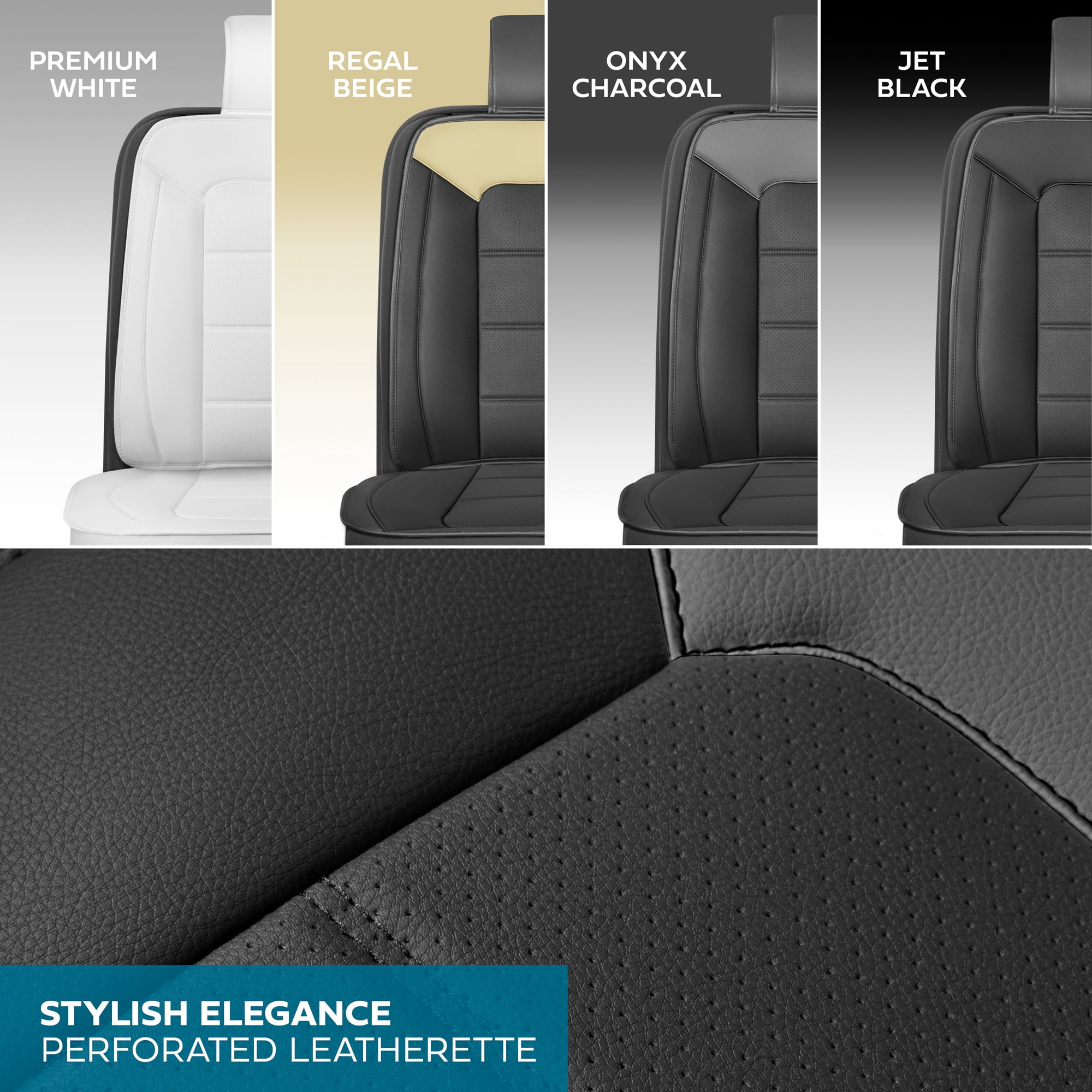 Motorbox Classic Edition Bench Seat Cover, Premium Faux Leather Back Seat Covers for Cars Trucks Vans SUV, Rear Car Seat Covers Back Seats Only, Automotive Interior Cover - Gray
