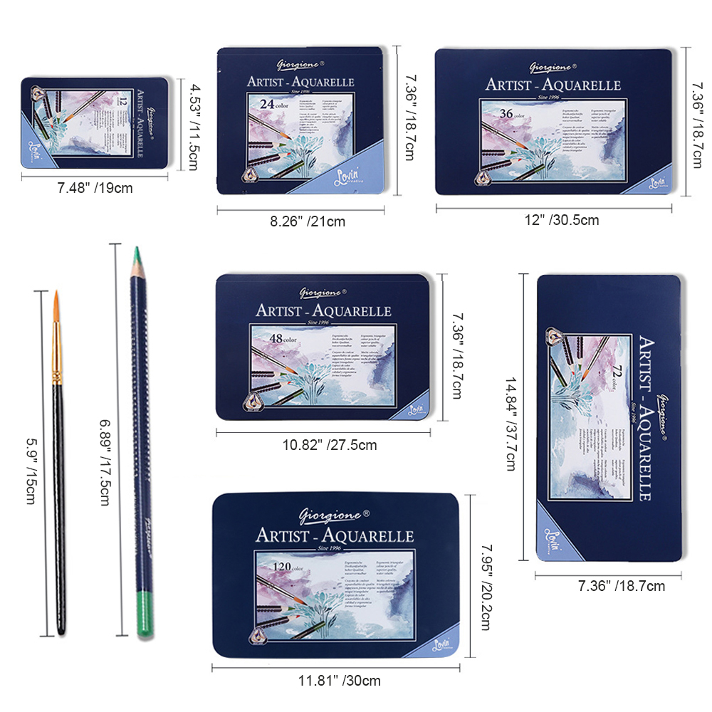 MEGICOT 120pcs /72pcs /48pcs /36pcs /24pcs /12pcs Watercolor Pencils - Includes Colored Pencils, Watercolor Brush and Metal Box, Ideal for Kids Adult Coloring Books Art Pages Art Drawing