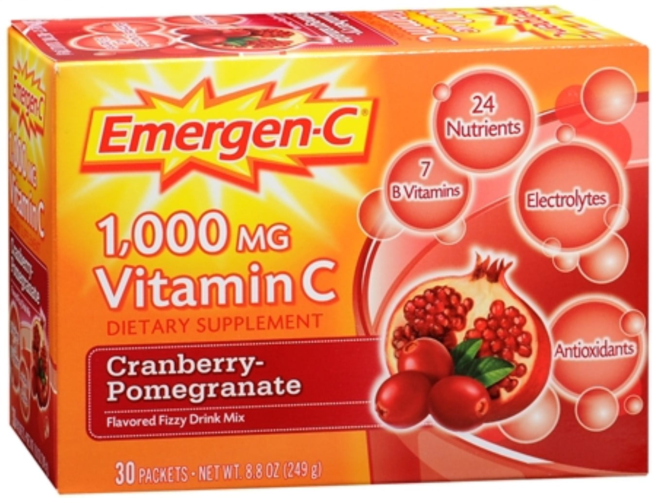 EmergenC Vitamin C Drink Mix Packets Cranberry Pomegranate 30 Each