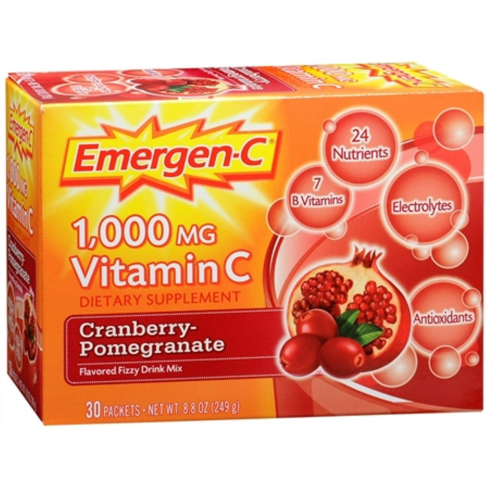 EmergenC Vitamin C Drink Mix Packets Cranberry Pomegranate 30 Each