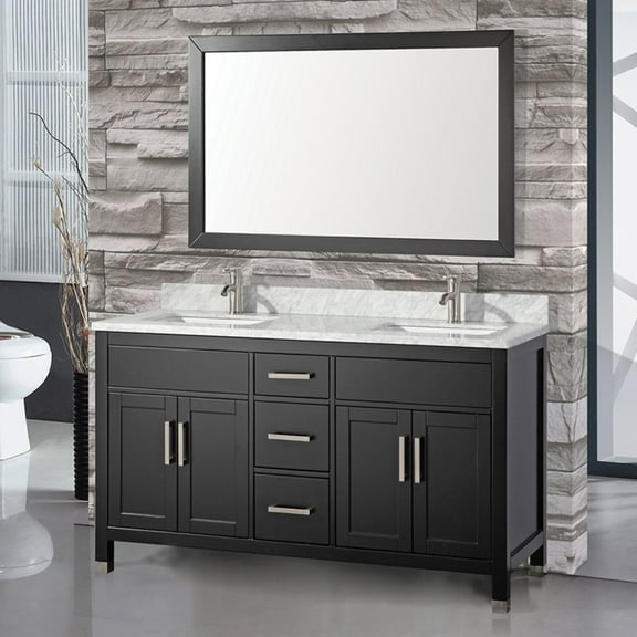 MTD Vanities MTD-6260W Ricca 60" Double Sink Modern Bath Vanity in White