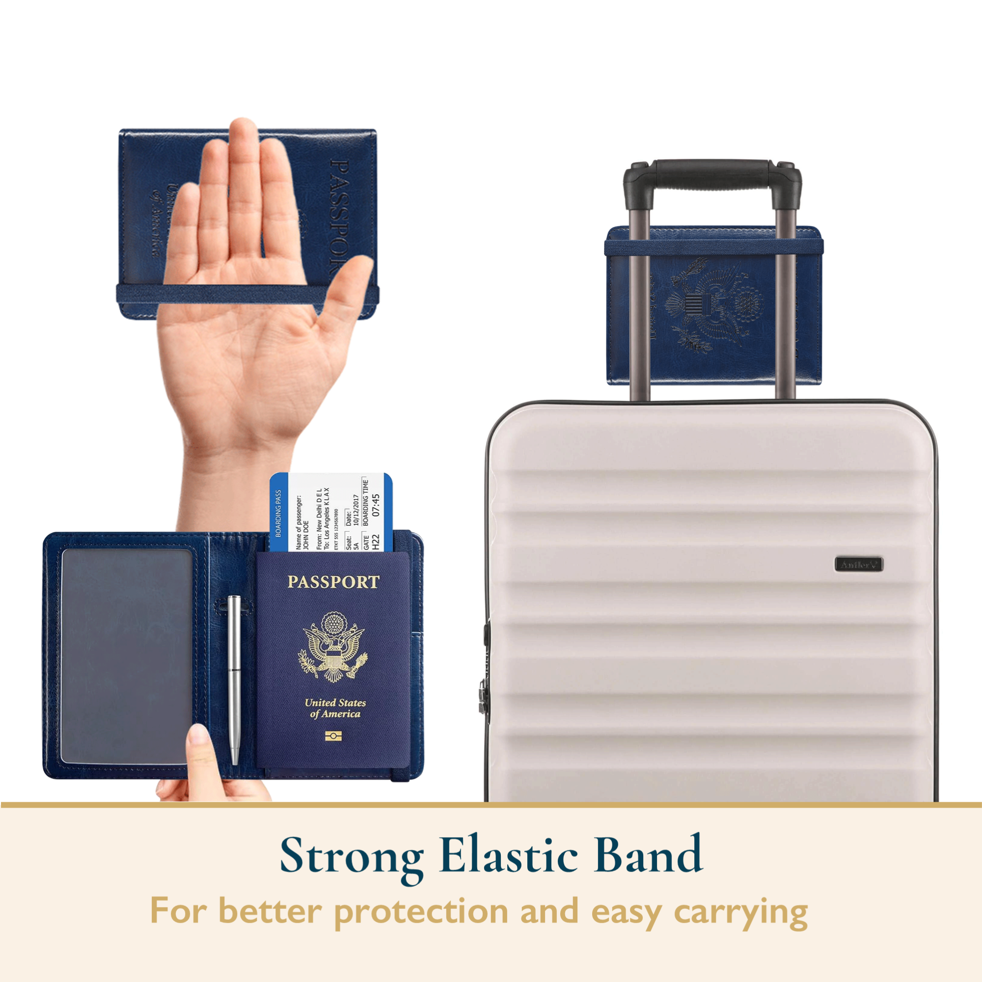 ComfiTime Passport Holder RFID Blocking Navy Blue photo 6