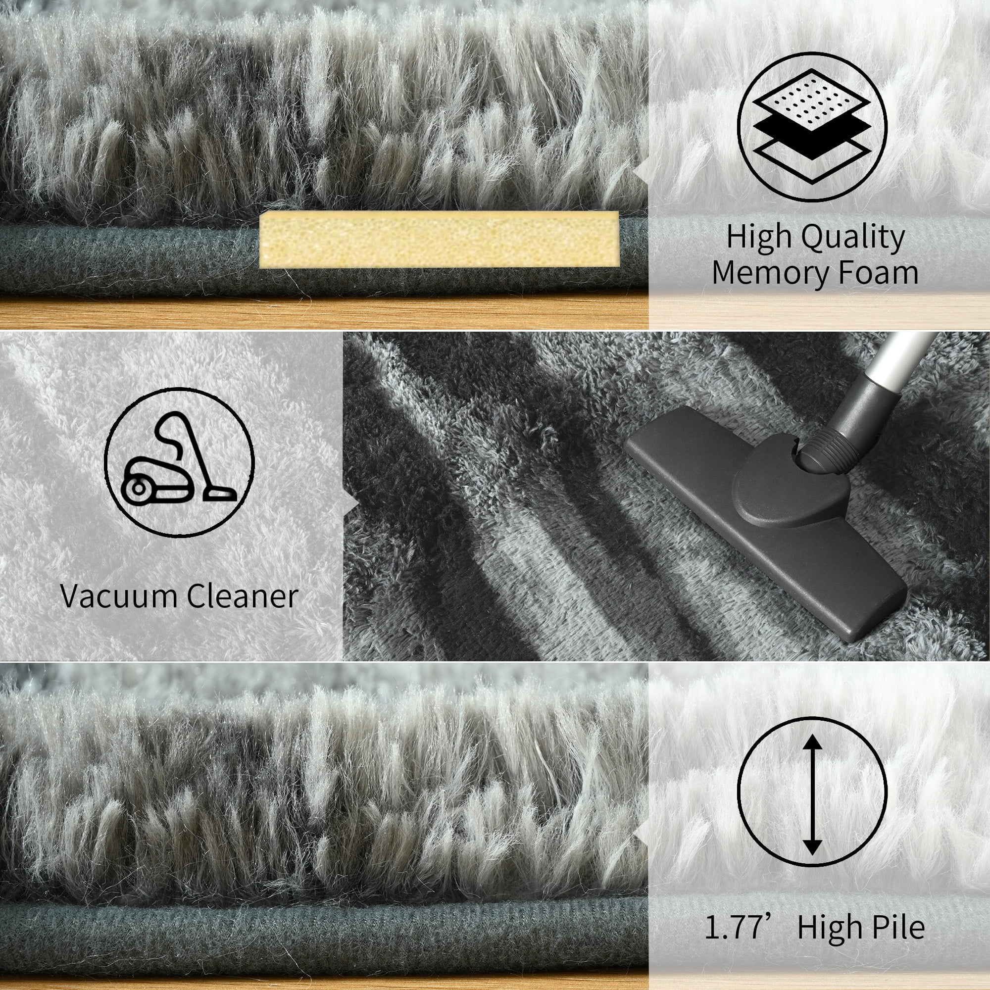Arogan 4x6 Feet Area Rugs for Living Room Bedroom, Grey Soft Fluffy Shaggy Bedside Carpet, Machine Washable Indoor Floor Rug for Kids Home Decor Aesthetic