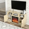 thumbnail image 6 of Furtivusia Fireplace TV Stand, Wooden Entertainment Center with Adjustable Shelves, Media Console Cabinet Television Stand for Living Room, Natural Color, 6 of 8