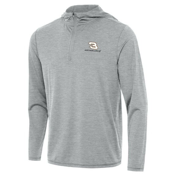 Men's Antigua  Heather Gray Austin Dillon Tidy Quarter-Zip Hoodie