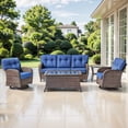 thumbnail image 2 of Bellefurn Luxury 5 Piece Outdoor Furniture Set with Swivel Glider Chairs,Sofa and Coffee Table,High Back Outdoor Conversation Sets for Porch Deck Garden Backyard, 2 of 12