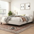 thumbnail image 1 of MODERNLUXE King Size Bed Frame,Upholstered Platform Bed with 44.5"H Wingback Headboard and Wooden Slats Support,Easy Assembly, Beige, 1 of 9