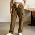 thumbnail image 2 of Sevevn Women's Fall Ribbed-Knit Mid-Rise Straight-Leg Cargo Pants Elastic Drawstring Multi-Pocket Casual Pants, 2 of 6