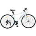 thumbnail image 3 of Hybrid Road Bike 700C for Men and Women, Shimano 7 Speed City Bicycle Commuter Bike, Aluminum Alloy Frame, White, 3 of 7