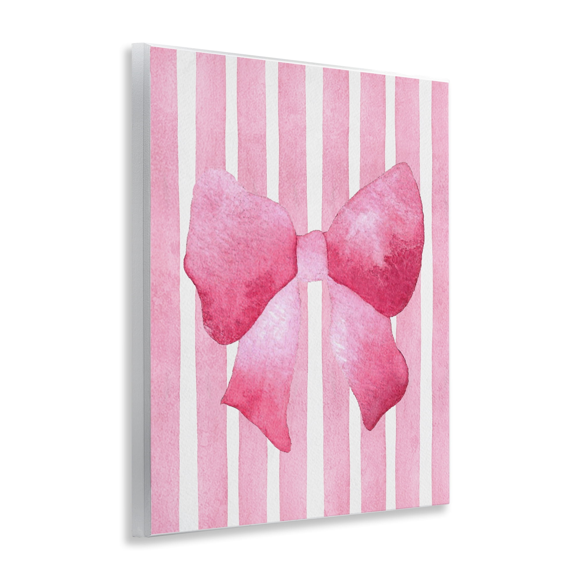 Stupell Industries Chic Bow on Pink Stripes Wall Plaque Art, design by Camila Juncos