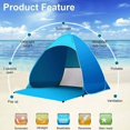thumbnail image 3 of Beach Tent, Anti-UV Pop Up Sun Shade Shelter Beach Tent With Carry Bag for 2-3 Person, Automatic Easy Setup Beach Canopy Cabanas for Sand Camping Fishing Picnic Touring Hiking Garden, Blue, 3 of 11