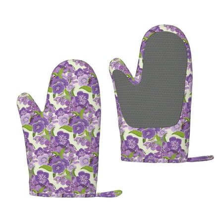 

Matuu Violets Flowers for Silicone Oven Gloves Heat Resistant Grilling Gloves Non-Slip Silicone Oven Mitt Great for Grilling Kitchen and Cooking