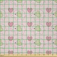 thumbnail image 2 of Ambesonne Animal Fabric by the Yard Microfiber, Dots Hearts Checkered, 10 Yards, Pistachio Green Pink, 2 of 2