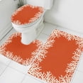 thumbnail image 3 of Coastal Coral Bath Mat 3 Piece Bathroom Rug Set, Orange White Ocean Marine Nautical Beach Non Slip Bath Rug Contour Mat and Toilet Lid Cover, Absorbent Shower Mats Soft Bath Rugs and Mats Sets, 3 of 8