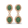 thumbnail image 3 of 8X6MM Oval Emerald 925 Sterling Silver Rose Vermeil Dual Stone Drop Dangle Women Earrings, 3 of 4