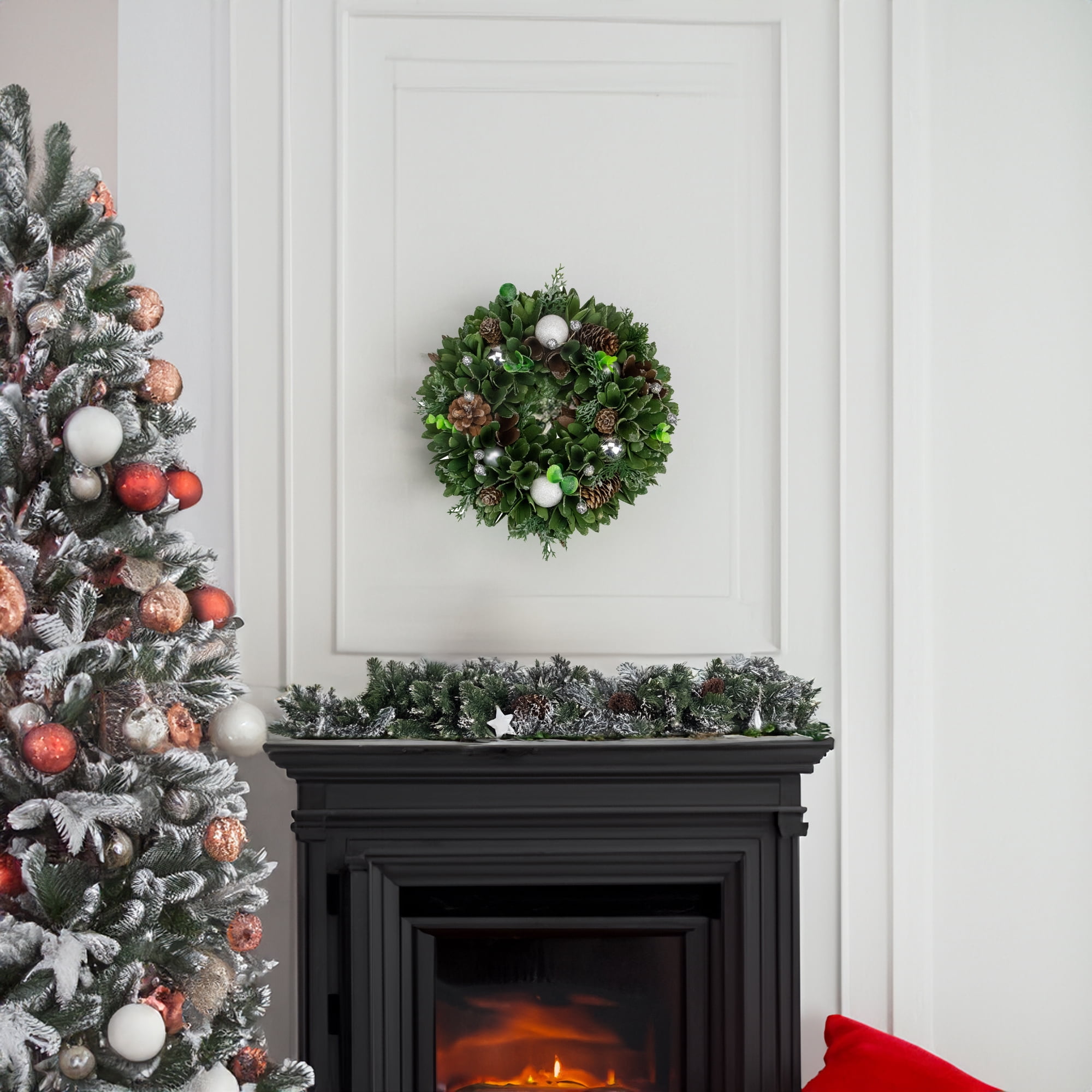 Artificial Christmas Wreath With Pine Cones and Ornaments - 14" Unlit