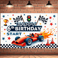 thumbnail image 6 of Racing Car Banner Checkered Flags Kids Party Decoration for Children's Birthday Indoor Event Celebration, 6 of 9