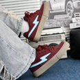 thumbnail image 4 of Men's Lace-Up Suede Lightning Pattern Low Top Skate Shoes, 4 of 7
