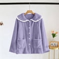 thumbnail image 7 of uublik Women's Fleece Bed Jacket with Front Pockets Button Front Cozy Lounge Wear for Sleeping Purple, 7 of 7