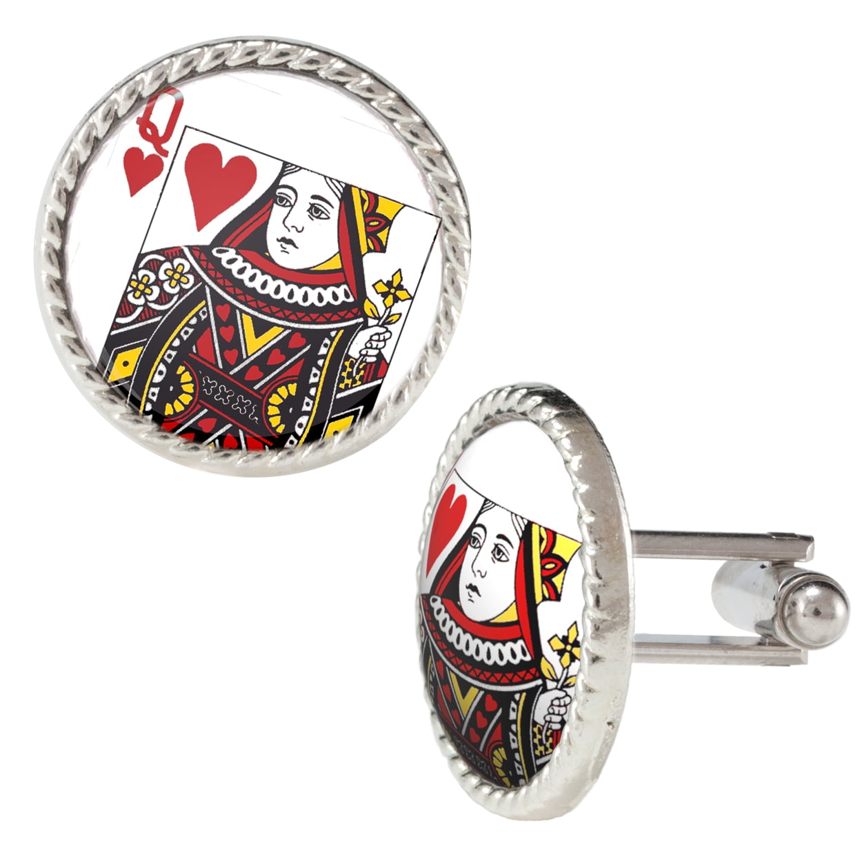 Queen of Hearts Playing Cards Deck Cufflinks