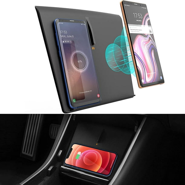 Chargeur sans fil AIMTYD pour Tesla modèle 3 (entre juin et octobre  2020)/modèle Y 2020, double chargeur de téléphone sans fil accessoires de  console centrale intérieure de voiture (ne convient pas au