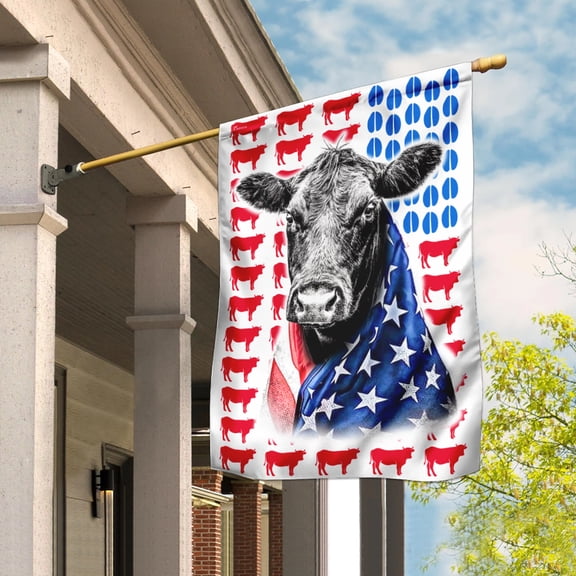Flagwix American Flag Black Angus Cattle Celebrate Fourth Of July Independence Day Flag Polyester Double-sided Printed House Flag