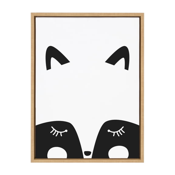 Kate and Laurel Sylvie Modern Baby Fox Framed Canvas Wall Art by Rachel Lee of My Dream Wall, 18x24 Natural, Baby Animal Art for Wall