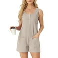 thumbnail image 2 of MINTREUS Summer Knit Jumpsuits for Women Sleeveless Pullover Button-down Top Shorts with Pockets Casual Jumpers, 2 of 7