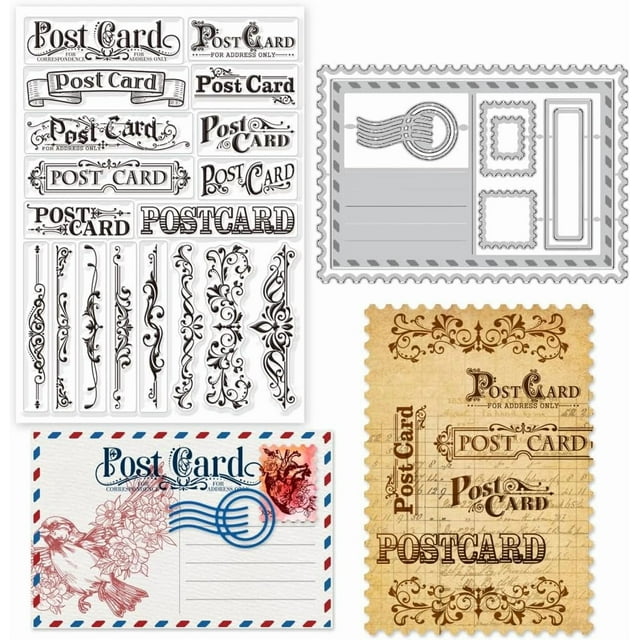 Juego de troqueles de corte para marcos decorativos, sellos transparentes de silicona y troqueles metálicos para tarjetas postales.