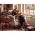 thumbnail image 5 of Vintage Floral Print Armchair,featuring durable linen fabric and solid wood legs.Vibrantly colored accent chair is perfect for bedrooms, living rooms,reading nooks,and entryways,Blue, 5 of 6