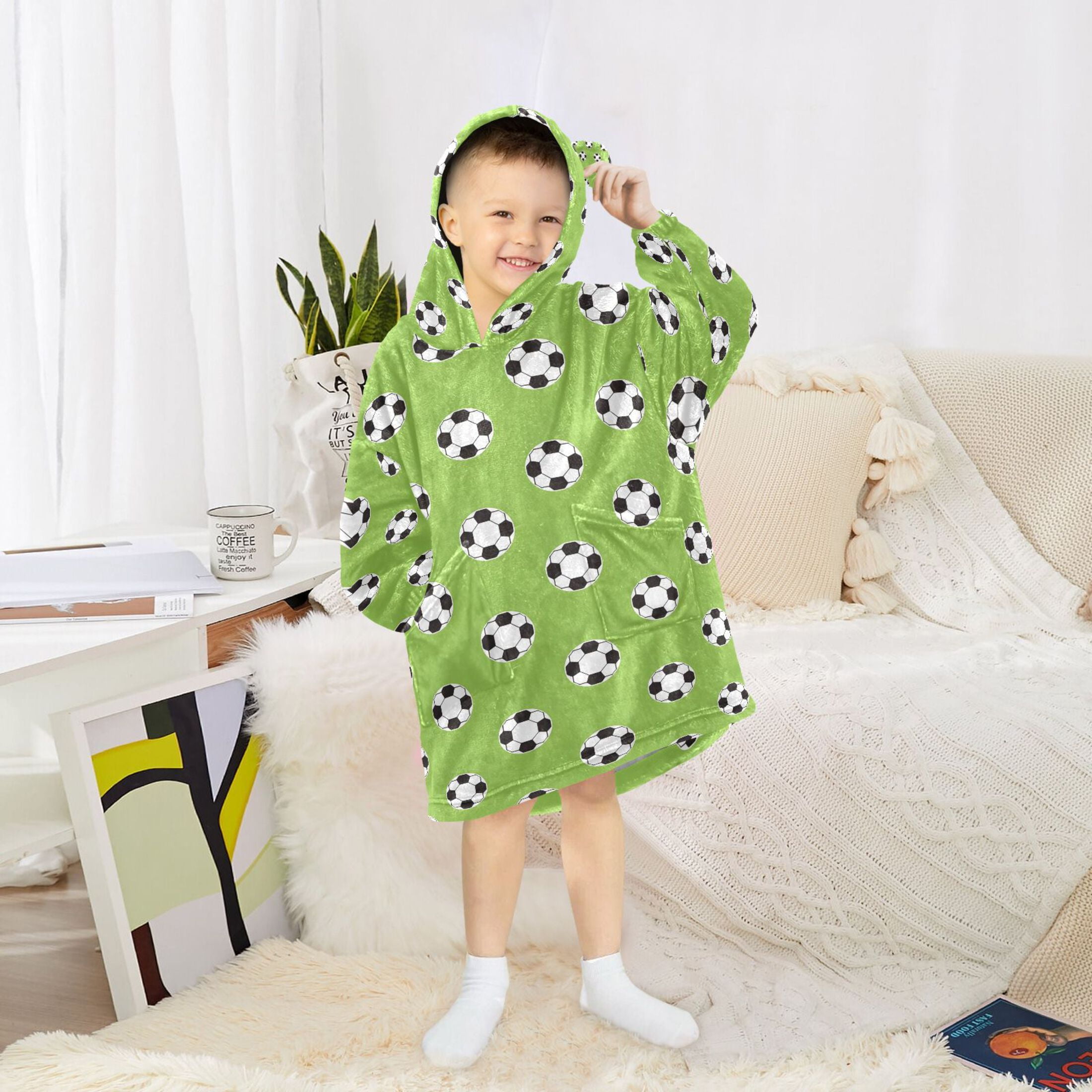 joogoo Wearable Blanket Hoodie for Soccer Balls-z1 Oversized Sherpa Hooded 3-14 YR M
