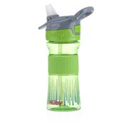 Nuby Thirsty Kids 12oz Flip it Reflex with Soft Grip Cup, Green Lines