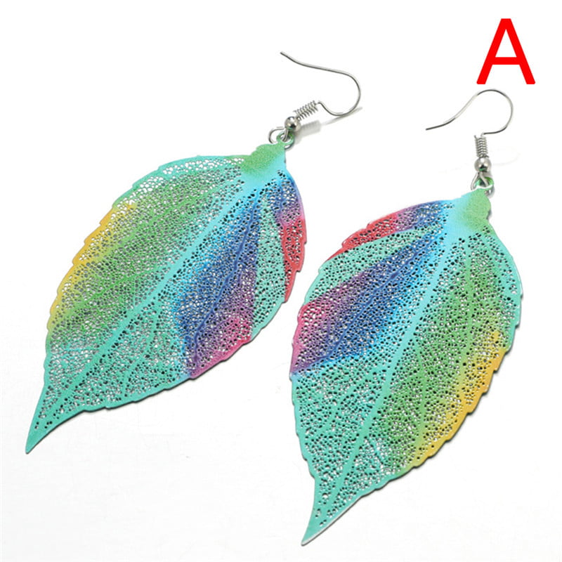 Boho Long Leaf Leaves Drop Dangle Earrings Ethic Multicolor Big Earrings  LC 