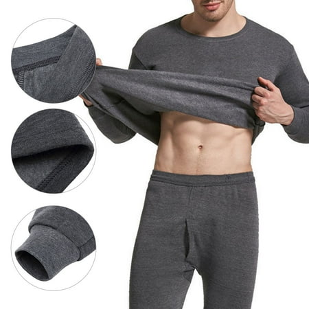 

Beechoice 2Pcs/Set Thermal Underwear for Men Ultra Soft Long Johns Set Fleece Lined Warm Base Layer Top and Bottom for Cold Weather