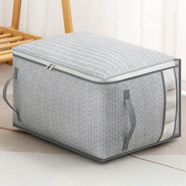 Caja de almacenamiento de tela plegable con ventana y tapa con cremallera | Organizador para debajo de la cama y el armario para ropa, suéteres y juguetes | Cajón apilable para dormitorio,
