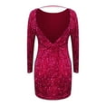 thumbnail image 5 of Women's Long Sleeve Red Sparkle Dress Carnival Dress Sparkly Christmas Dress, 5 of 5