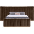 thumbnail image 3 of Meridian Furniture Amara Brown Velvet Queen Bed with Added Panels, 3 of 10