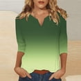 thumbnail image 2 of Womens Tops 3/4 Sleeve Tops For Summer Notched V Neck Plain T Shirts Casual Cute Three Quarter Length Blouses Blouses For Women, 2 of 6