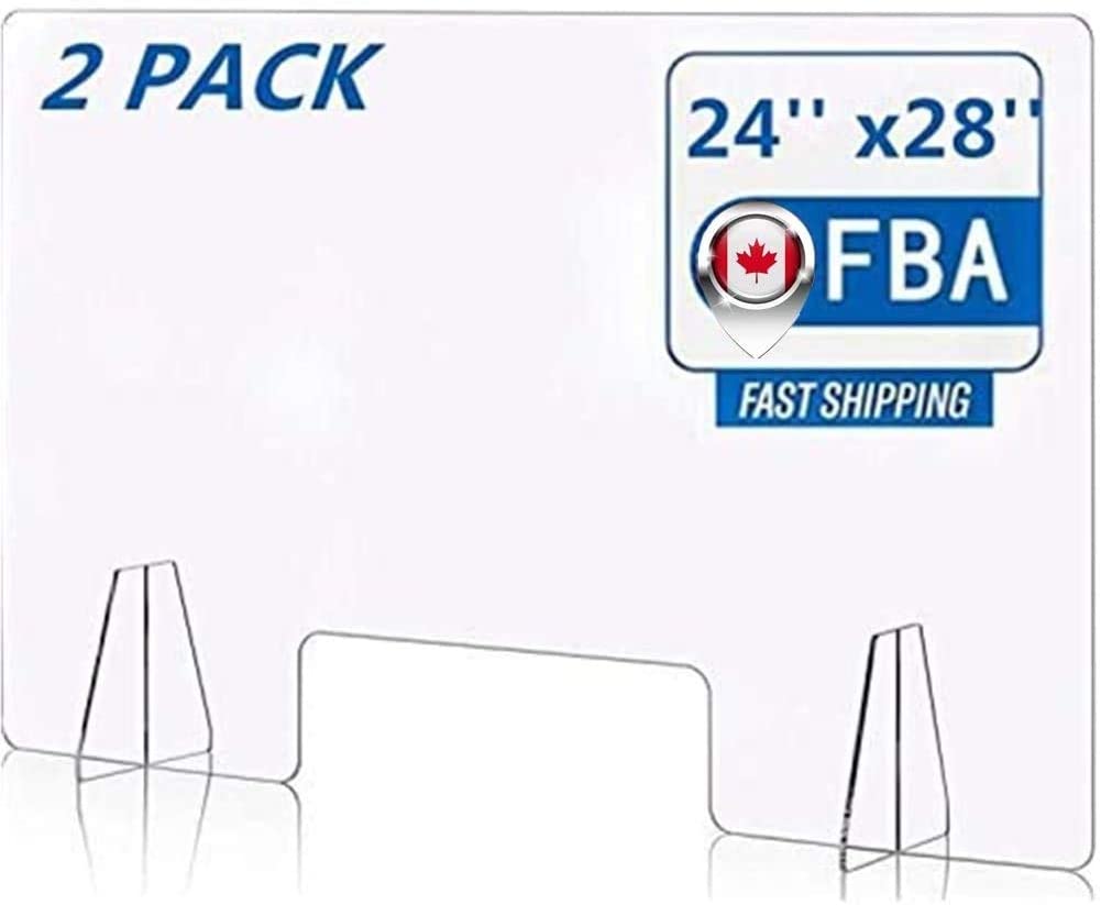 for Counter and Desk Freestanding Clear Acrylic Shield for Offices and Stores Business and Customer 24W X 18H Odisen Sneeze Guard with Transaction Window