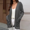 thumbnail image 2 of Women's Knit Cardigan Long Sleeve Open Front Sweater Casual Loose Fit Pocket Outwear For Fall Winter Spring Cardigan Sweaters for Women, 2 of 2