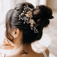 thumbnail image 1 of Peineta para el pelo de novia, accesorios para el pelo de novia, flores de perlas, pinzas para el pelo de boda, color dorado, 1 of 7