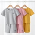 thumbnail image 3 of YTDSCS 4-11T Kids 2Pcs Summer Outfits for Boys Girls Short Sleeve T-Shirt Tops Elastic +Shorts Set Kids Clothes, 3 of 8