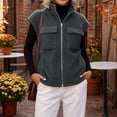 thumbnail image 5 of Sentuca Womens Vest Stand Collar Full Zip Plush Fleece Coat with Pockets Sleeveless Warm Cozy Soft Wear Jackets, Gray 3XL, 5 of 8