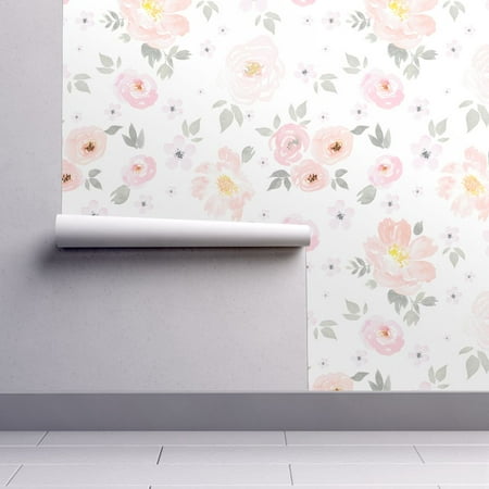 Removable Water-Activated Wallpaper Floral Baby Girl Nursery Decor