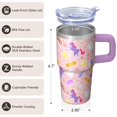 thumbnail image 3 of 20OZ Cute Unicorn Tumbler with Handle and Straw Double Wall Stainless Steel Cup Insulated Travel Mug Keeps Drinks Cold and Hot Great Presents for Women Mom Friends on Birthday Christmas Thanksgiving, 3 of 6